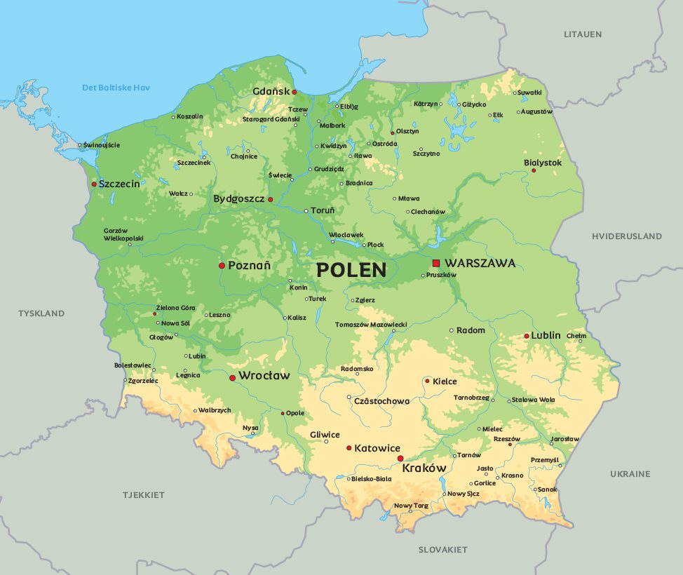 kort over tyskland og polen Kort Over Polen Se Bl A Placeringen Af Warszawa Og Krakow kort over tyskland og polen