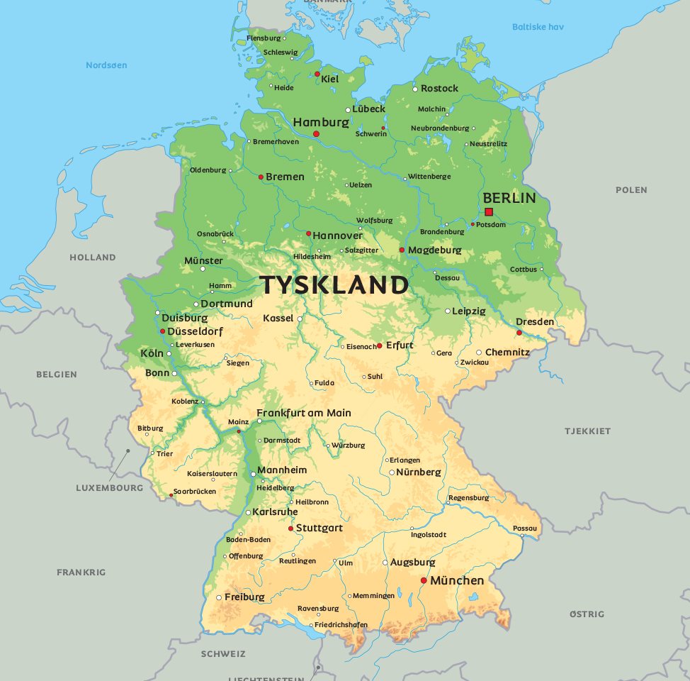 kort over tyskland og polen Kort Tyskland Se Bl A Placeringen Af Berlin Munchen Og Hamborg kort over tyskland og polen