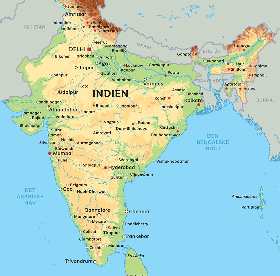 Kort Over Sydindien Kort Indien: se bl.a. placeringen af Delhi og Chennai Kort Over Sydindien