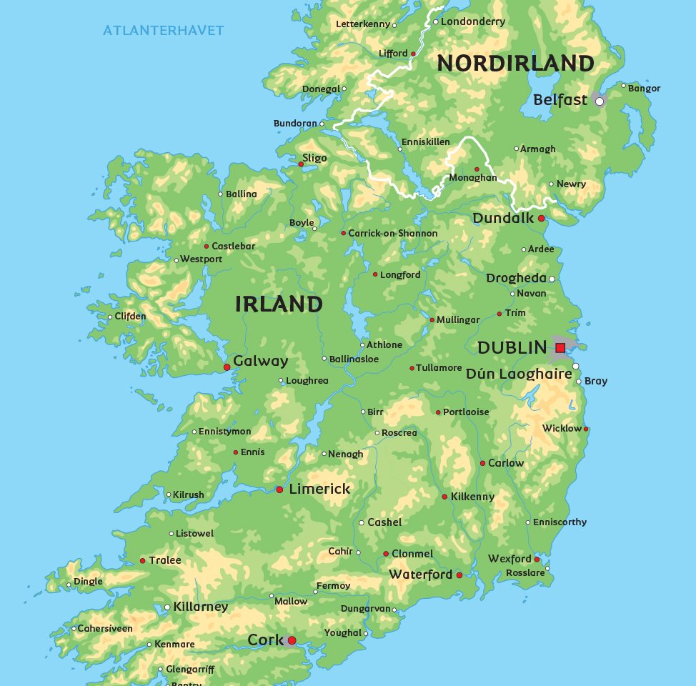 Kort Over England Og Irland Kort Irland: se bl.a. placeringen af Dublin og Galway Kort Over England Og Irland