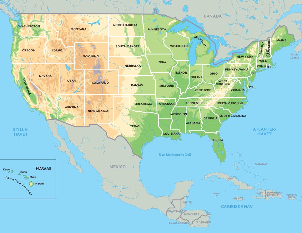 Kort Over øStkysten Usa Kort USA: Se nogle af de største byer i USA på kort her Kort Over øStkysten Usa