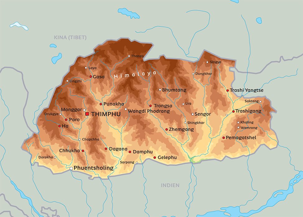 bhutan kort Kort Bhutan Se Bl A Hovedstaden Thimphu bhutan kort