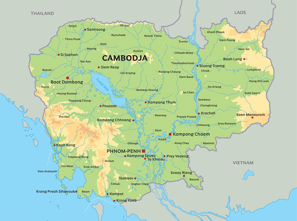 Kort Over Vietnam Og Cambodia Kort Cambodja: se bl.a. placeringen af Phnom Penh Kort Over Vietnam Og Cambodia