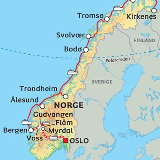 polarcirklen norge kort Norge Fra Fjorde I Syd Til Arktis I Nord polarcirklen norge kort
