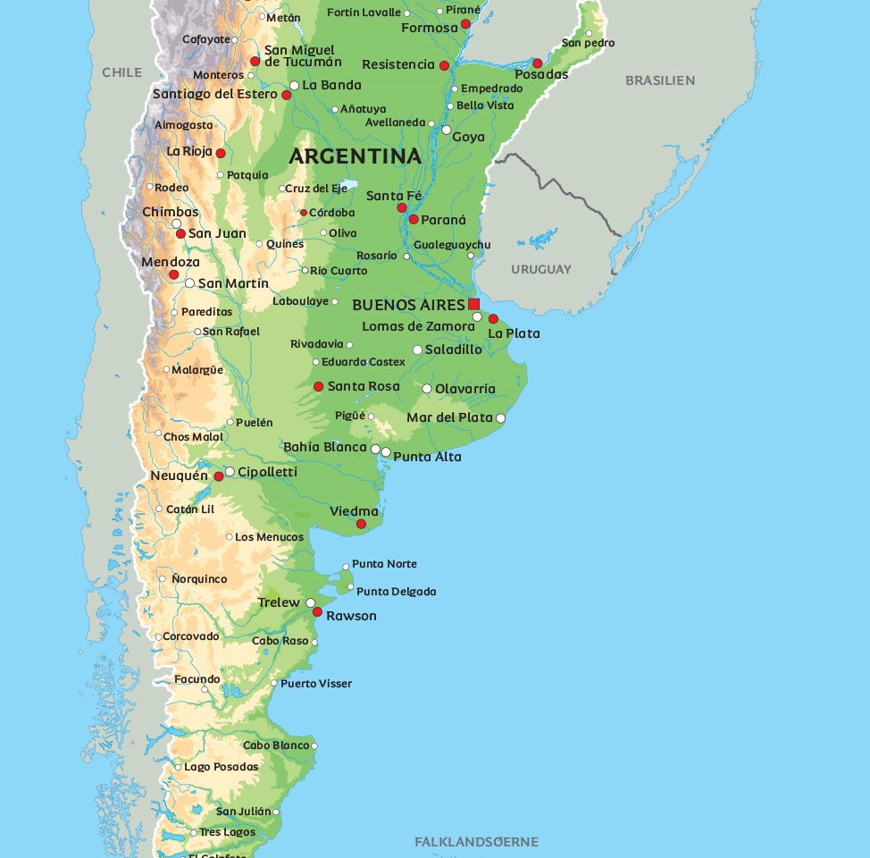 Kort Over Argentina Kort Argentina: Se bl.a. placeringen af Buenos Aires, Mendoza og  Kort Over Argentina