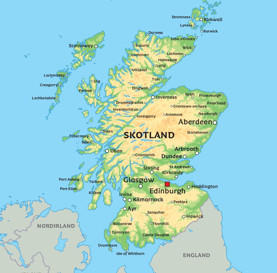 Skotlands Kort Kort Skotland: Se bl.a. placeringen af Glasgow Skotlands Kort