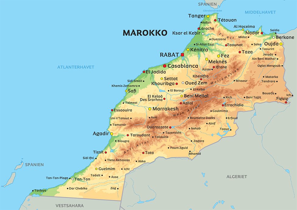 Kort Over Marokko Kort over Marokko: se bl.a. beliggenheden af Marrakech Kort Over Marokko