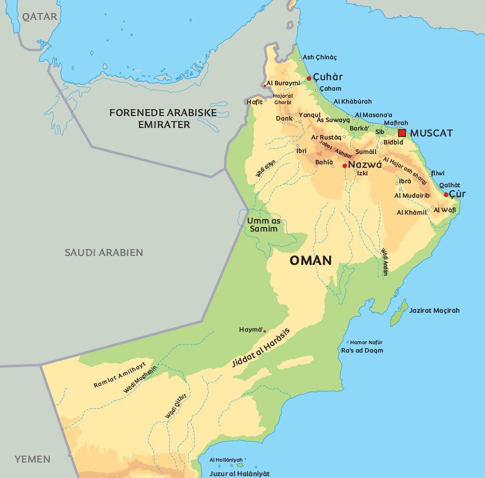 Kort Over Oman Kort Oman: Se eksempelvis placeringen af Muscat Kort Over Oman