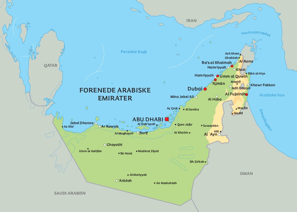 Kort Over Arabien Kort over De Forenede Arabiske Emirater: Se bl.a. placeringen af  Kort Over Arabien