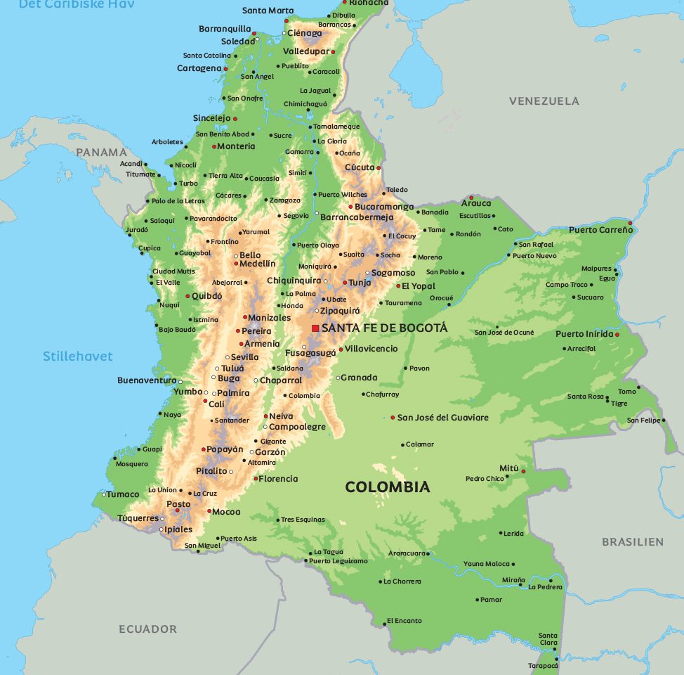 kort over colombia Kort Colombia Se De Storste Byer Blandt Andet Placeringen Af Bogota kort over colombia